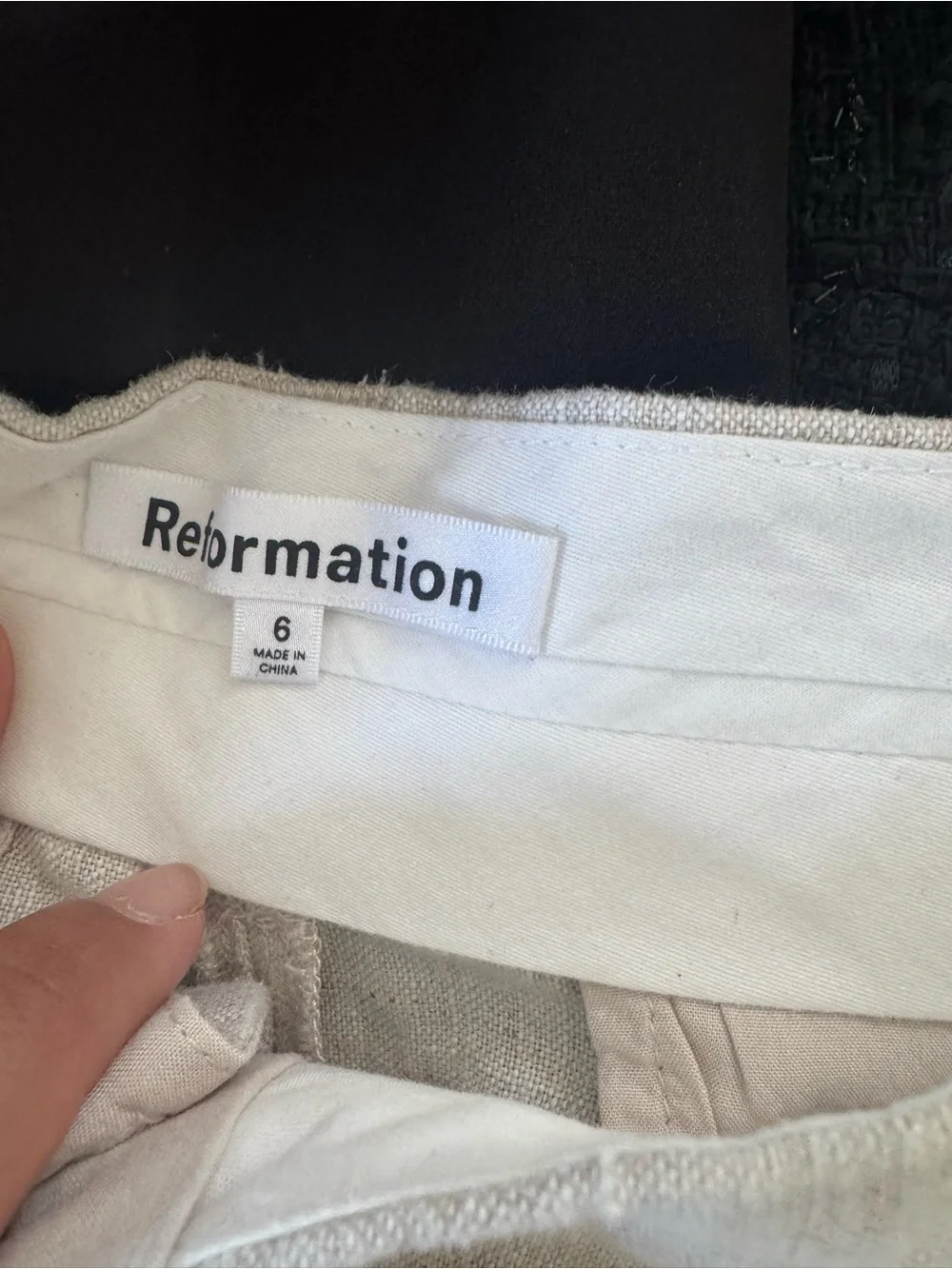Reformation Asher Linen Low Rise Pant in Oatmeal Womans 6